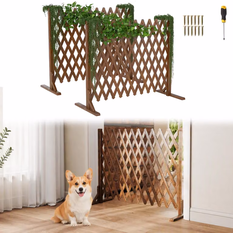 Solidchoice - Set di 2 recinzioni regolabili in legno per cani, ideali per giardino e balcone