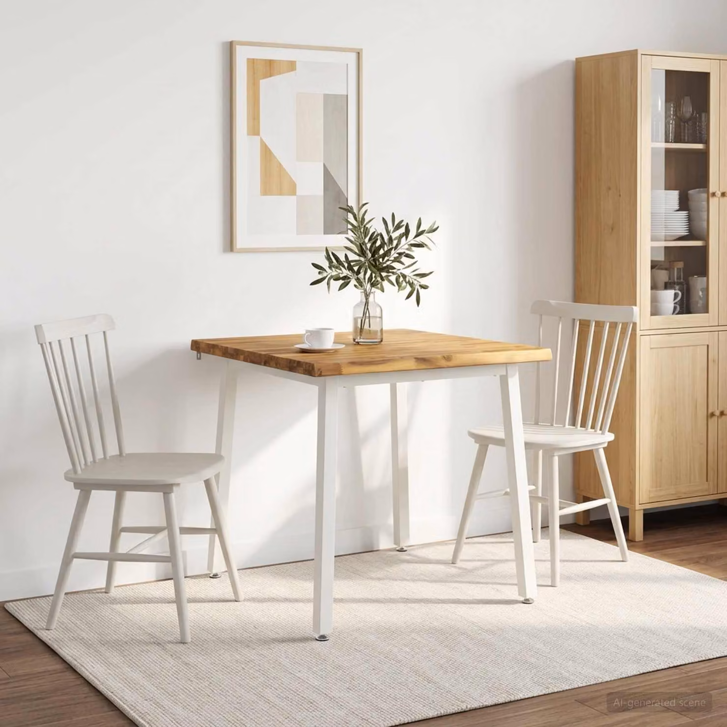 Tavolo quadrato moderno vidaXL in legno di acacia massello bianco L/P/H: 80 x 80 x 75 cm