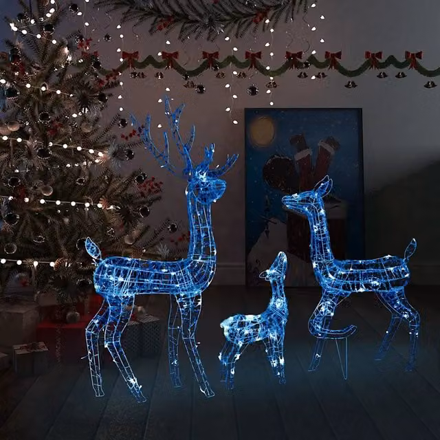 Famiglia di Renne di Natale 300 LED Blu in Acrilico 329795