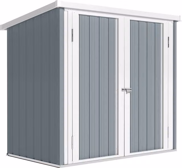 Outsunny Casetta da giardino casetta da giardino 1,09 m² 2 porte bloccabili 147 x 86 x 134 cm lamiera d'acciaio Grigio chiaro Bianco   Aosom Italy