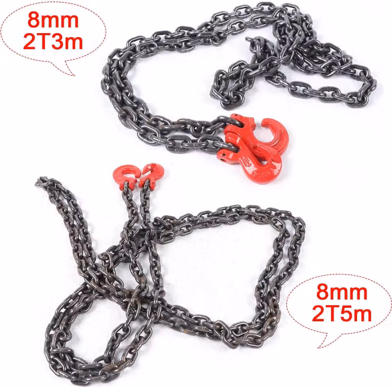 Sospensione a catena - Imbracatura a catena a 1 filo - Lunghezza 5 m - Catena da 8 mm - Capacità di carico 2 t - Per edilizia, industria mineraria, porti