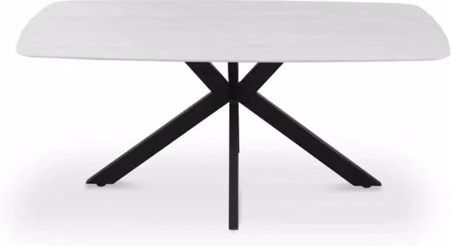 ARVENA 180x90 cm - Colore pietra grigia - Tavolo da pranzo design - Piano effetto pietra e metallo