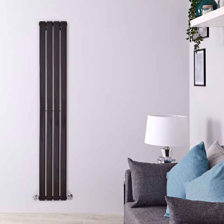Radiatore di Design Verticale Nero - 1780mm x 280mm - Pannello Singolo - Delta