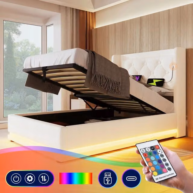 Letto imbottito 90x200 bianco - Xylo - Idraulico
