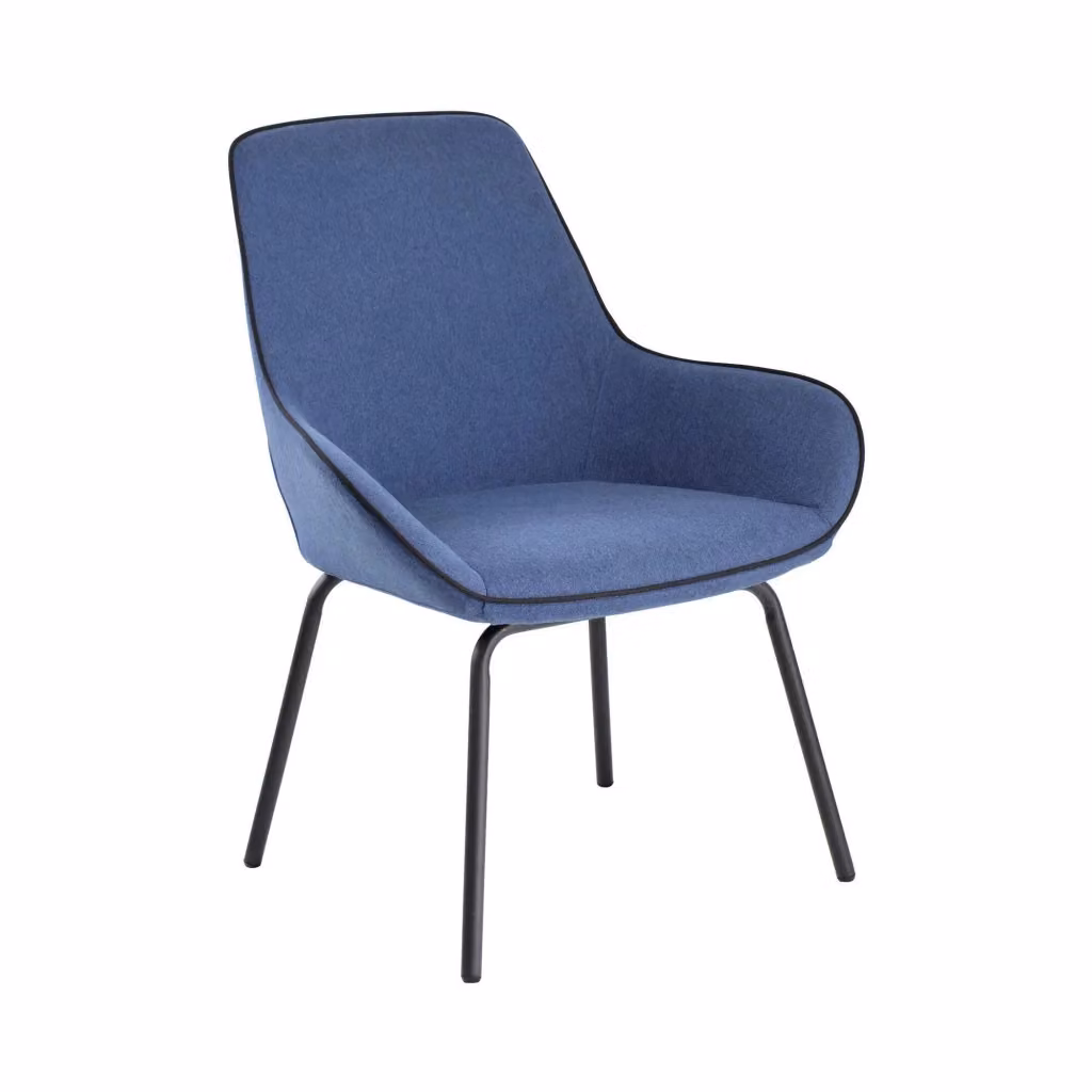 Sedia da ufficio Arpaia DMORA blu con base a slitta e braccioli, L: 66 cm, P: 59 cm, H: 90 cm – 2
