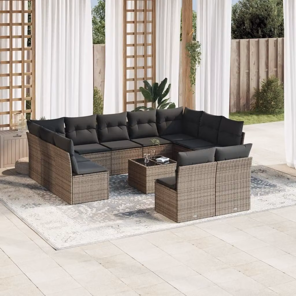 Maison Exclusive - Set divani da giardino 12 pezzi con cuscini grigio polyrattan