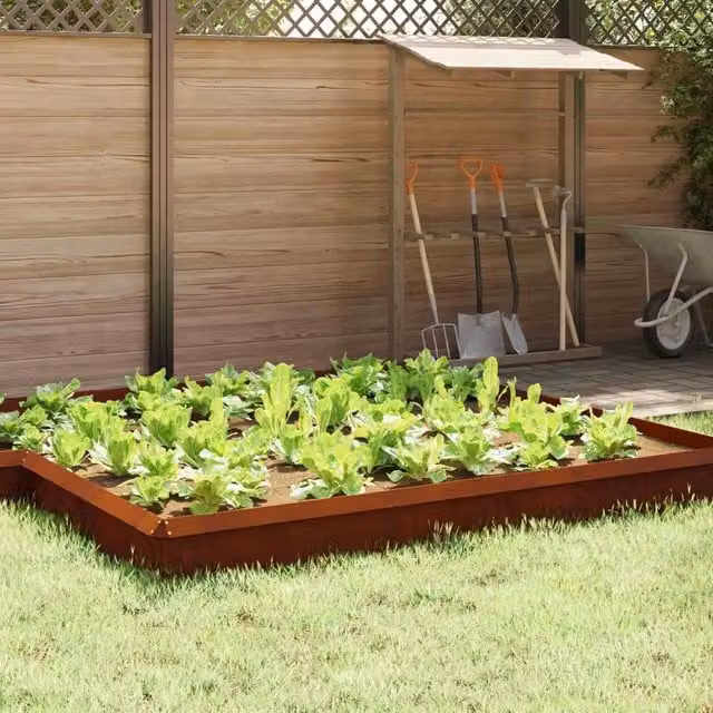 Recinto per lumache 16 pz 100 x 3,5 x 25 cm Acciaio Corten 874866