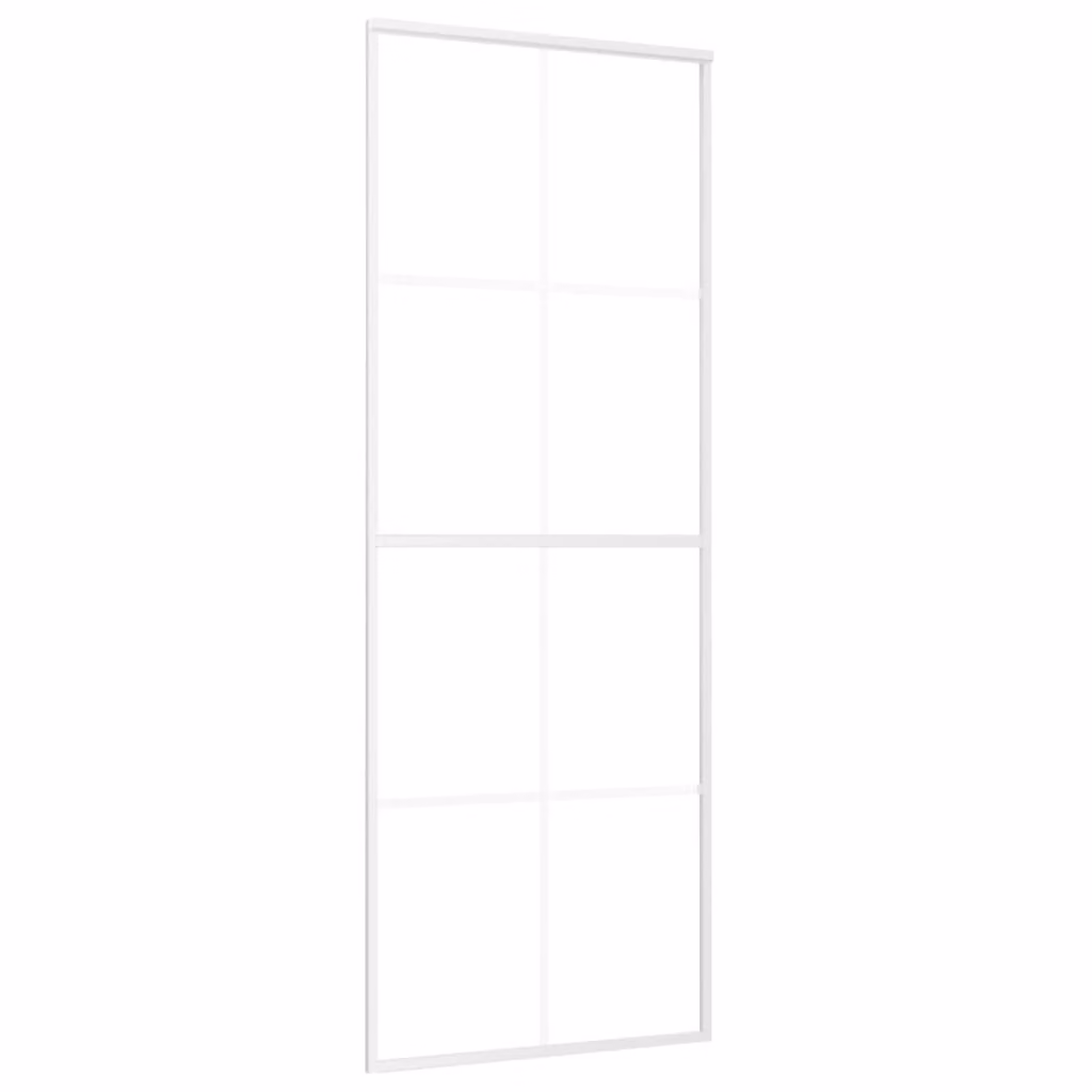 Porta Scorrevole in Vetro ESG e Alluminio 76x205 cm Bianca