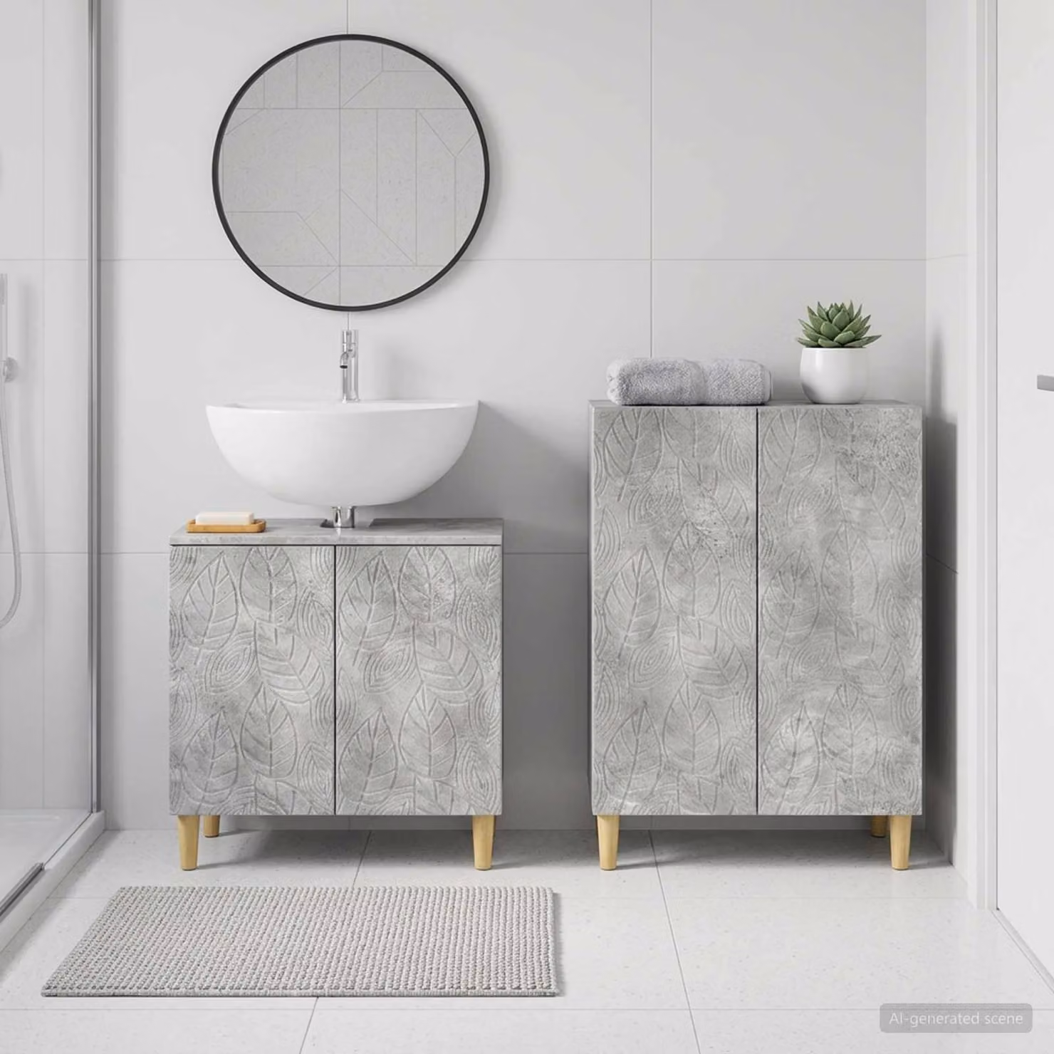 Set di mobili da bagno vidaXL DELFT composto da 2 pezzi, mobile lavabo e mobileto laterale, Grigio Cemento