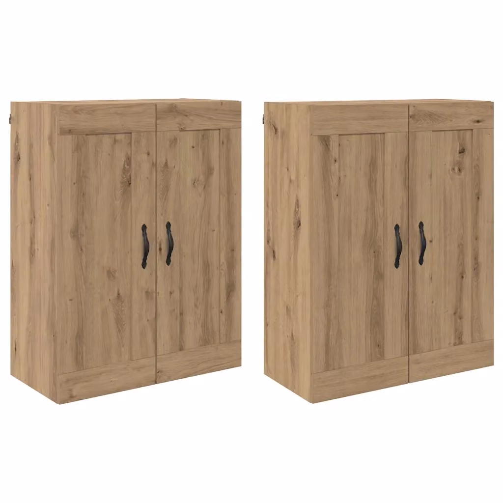 Set di 2 mobili a muro moderni vidaXL in rovere marrone con ante a battente e ripiani interni L/P/H: 69,5 x 34 x 90 cm – 2