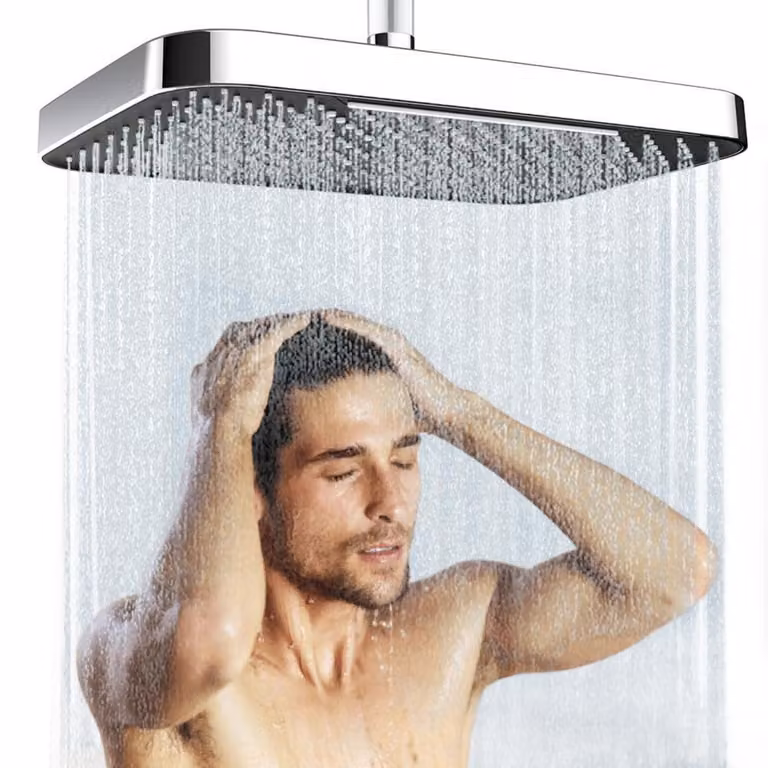 Grande soffione doccia a pioggia, quadrato, 13 pollici, regolabile a 360°, colore cromato, materiale ABS