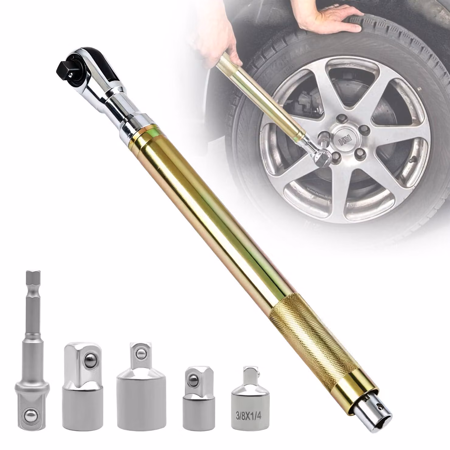 Prolunga per chiave a cricchetto offset, 1/2 di pollice, 44 cm, acciaio Cr-V