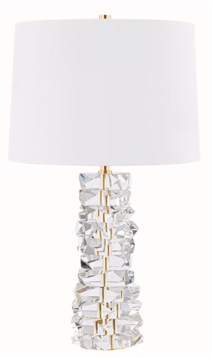 Casa Padrino Lampada da tavolo in cristallo, ottone anticato / bianco, H 72 cm