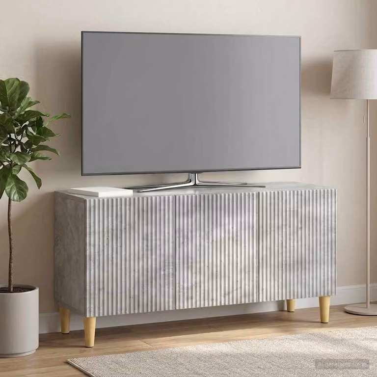 Mobile TV vidaXL in legno ingegnerizzato e MDF, Grigio Cemento, L 99 x P 34,5 x H 50 cm