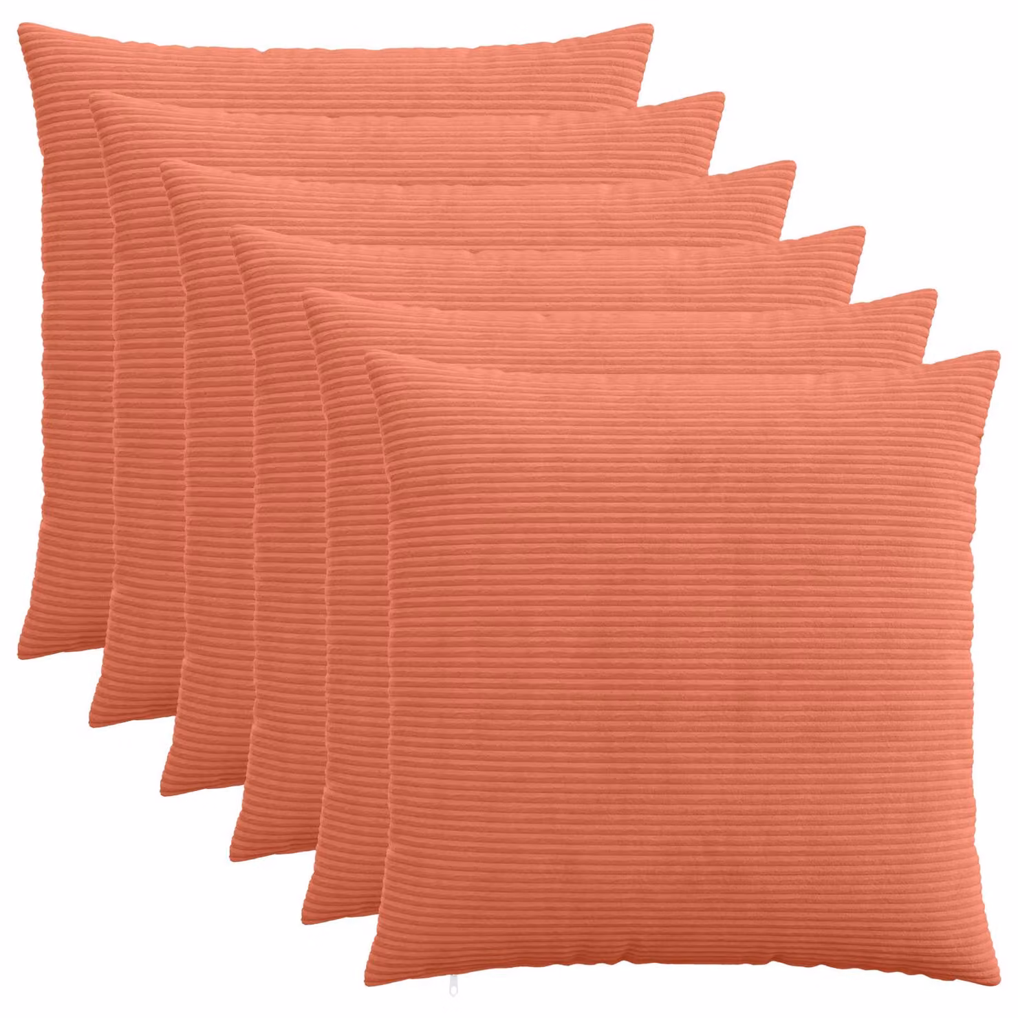 Set di 6 federe quadrate vidaXL HEERLEN in velluto a coste, Rosso Arancio, 80 x 80 cm