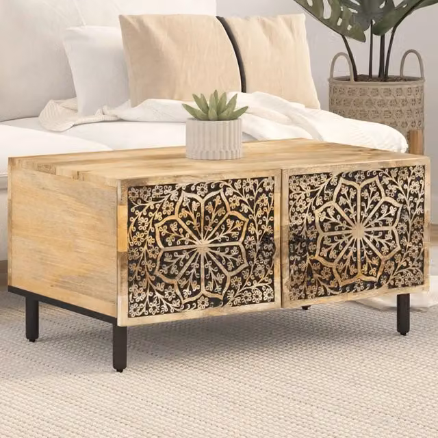 Tavolino da salotto rettangolare vidaXL in legno di mango marrone L: 80 cm, P: 50 cm, H: 40 cm