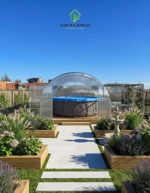 Copertura per piscina Garten Dream OASIS trasparente in policarbonato da 4 mm, L 4 x P 4 m