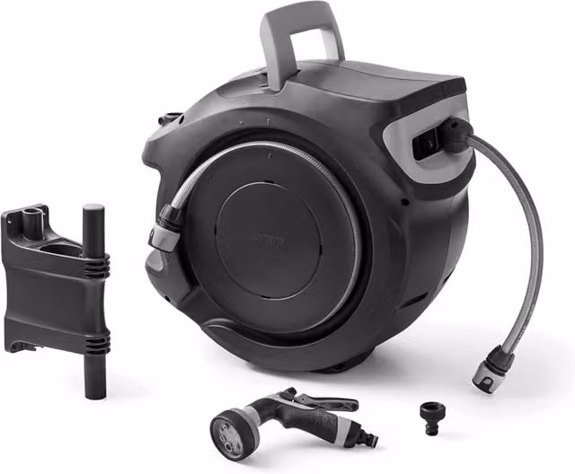 Avvolgitubo automatico a parete G.F. Garden da 25 metri, colore nero