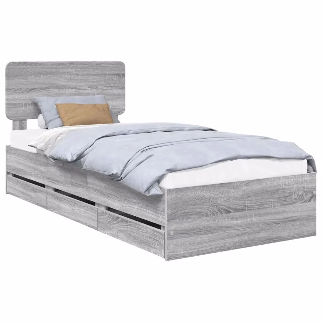 Struttura letto moderna con cassetto vidaXL in legno Sonoma grigio L 190 cm x P 75 cm x H 90 cm – 2