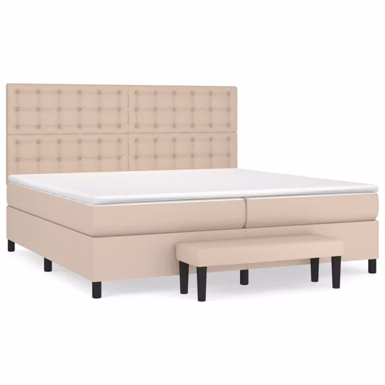 Giroletto a Molle con Materasso Cappuccino 200x200cm Pelle finta