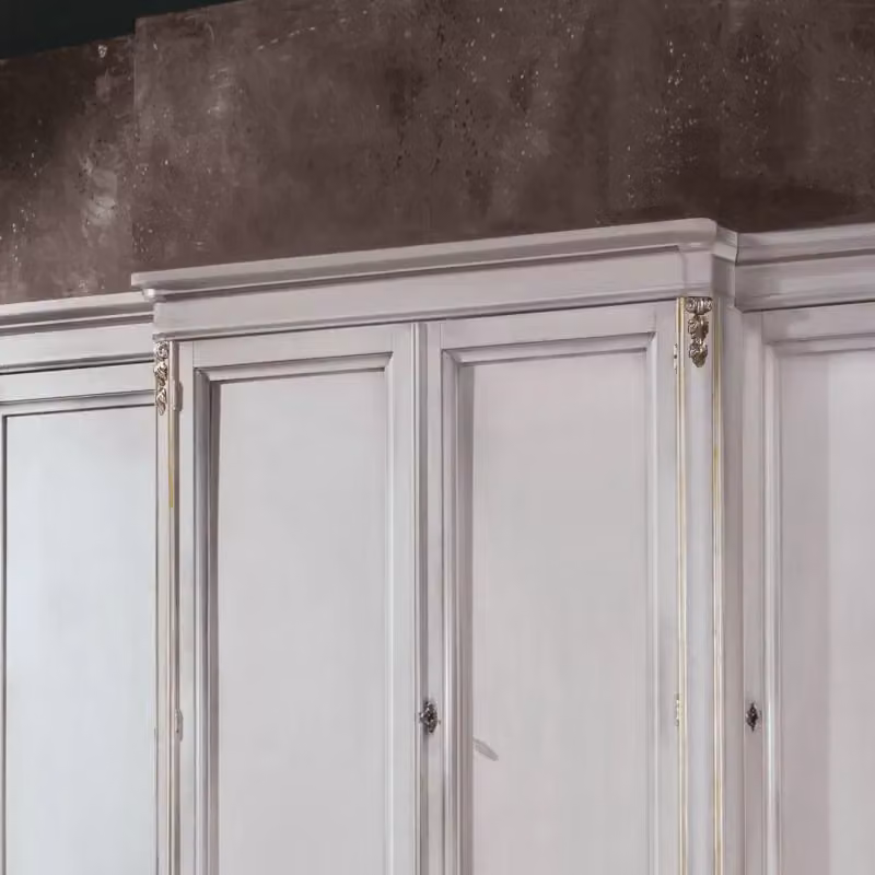 Armadio 4 porte in stile shabby chic Mobili 2G bianco e argento L: 252 cm, P: 60 cm, H: 242 cm – 3