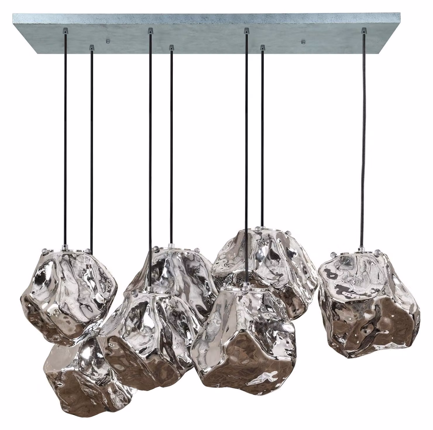 FURNLUX Lampada da soffitto Rock Nero e Argento 95 cm / Colore principale: argento / Dimensioni: 95 x 150 x 44 cm