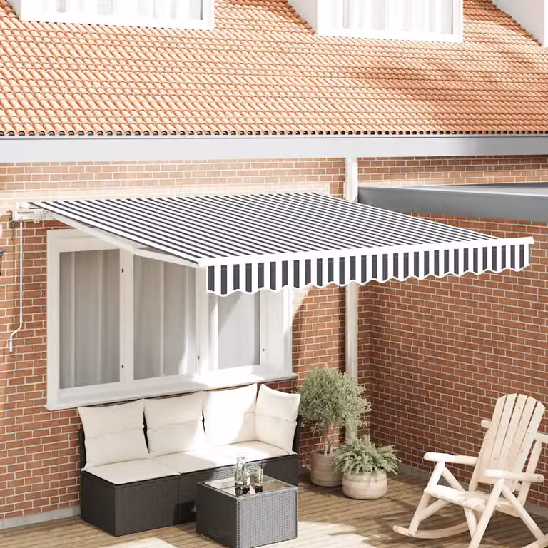 vidaXL Tenda Sole Retrattile Automatica con Telecomando in Alluminio e Poliestere, L: 300 cm, P: 250 cm, Colore Antracite e Bianco