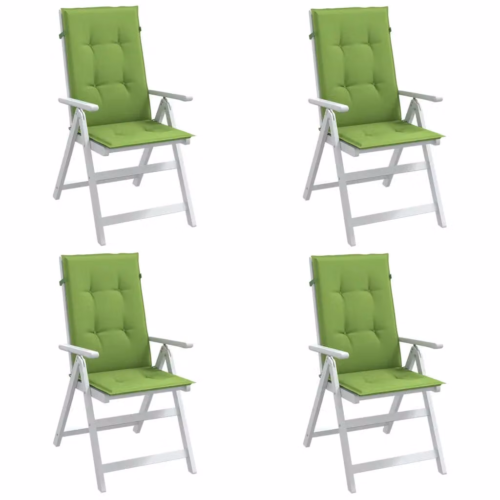 Cuscini per sedia con schienale alto vidaXL, colore verde, in tessuto resistente ai raggi UV e con lacci di fissaggio, L 120 cm x P 50 cm x H 4 cm