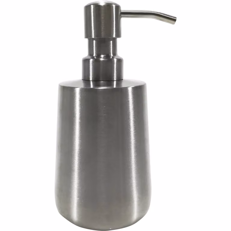 Dispenser ricaricabile per sapone liquido Vestiamo Casa in acciaio inossidabile, colore argento, capacità 340 ml