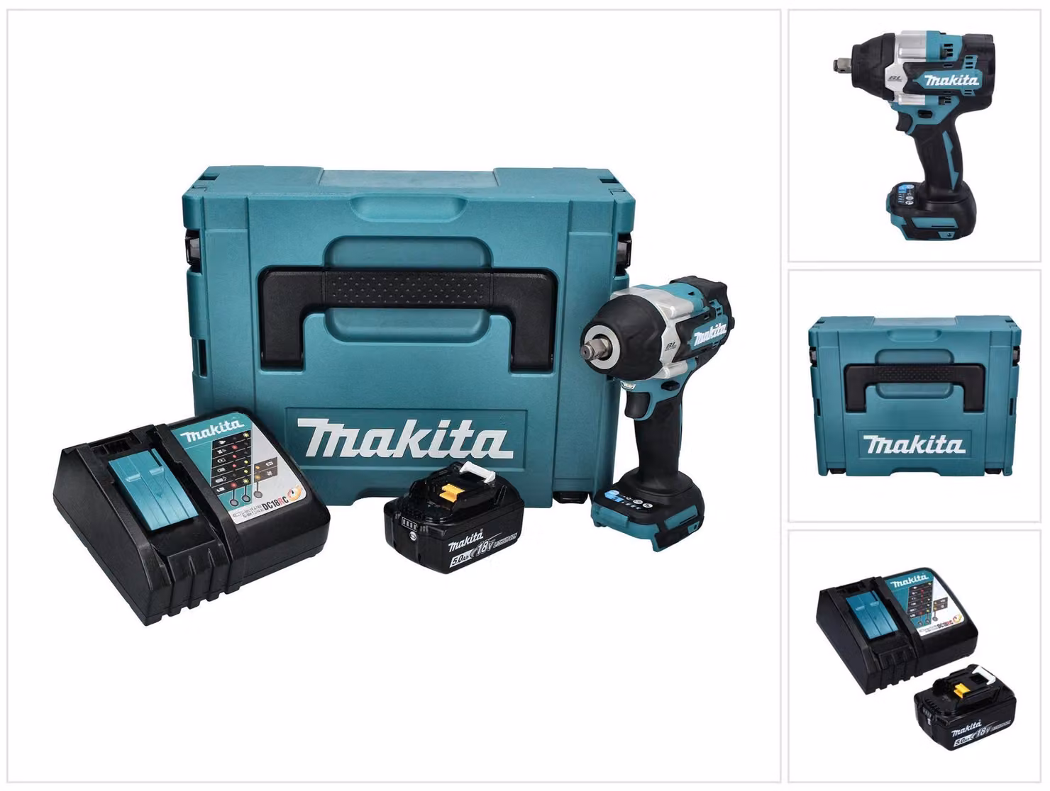 Avvitatore a impulsi a batteria Makita DTW 700 RT1J 18 V 700 Nm 1/2" XPT Brushless + 1x batteria ricaricabile 5,0 Ah + caricabatterie + Makpac