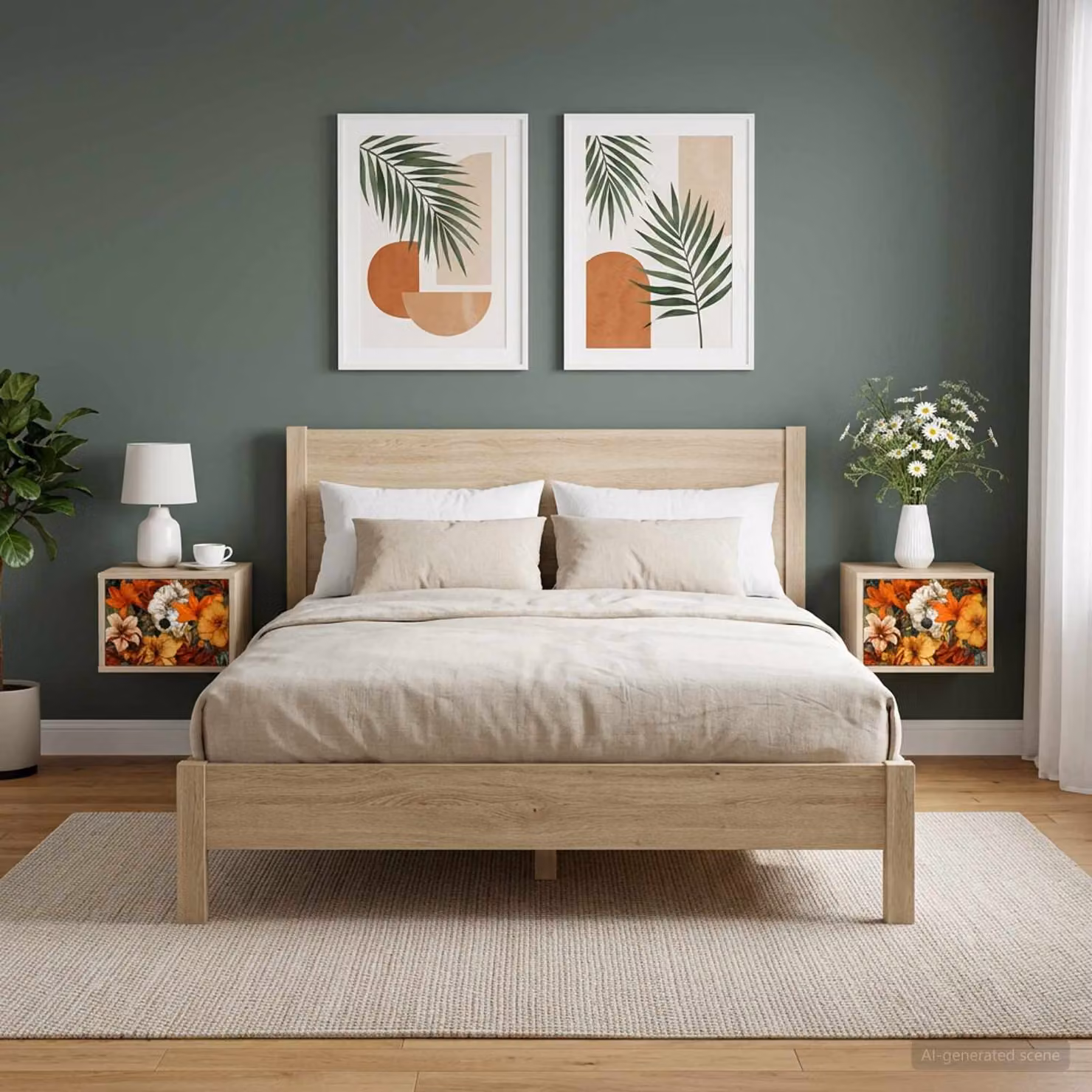 Set di 2 comodini sospesi vidaXL GENNEP in Rovere Sonoma e Nero