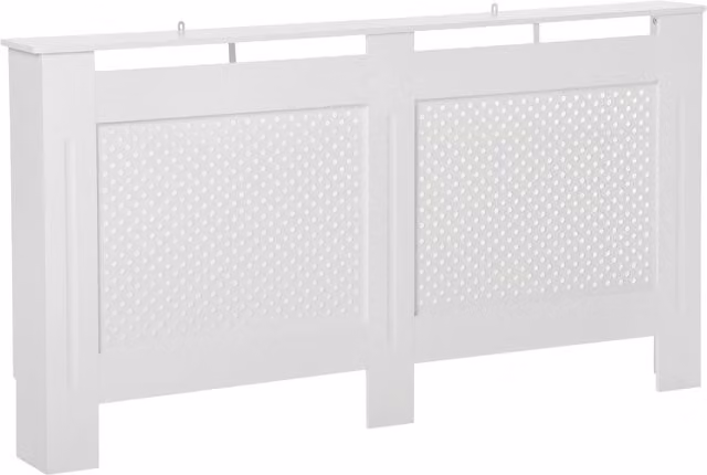Copritermosifone in legno moderno HOMCOM, colore bianco, L: 151.5 cm, H: 82 cm, P: 19 cm