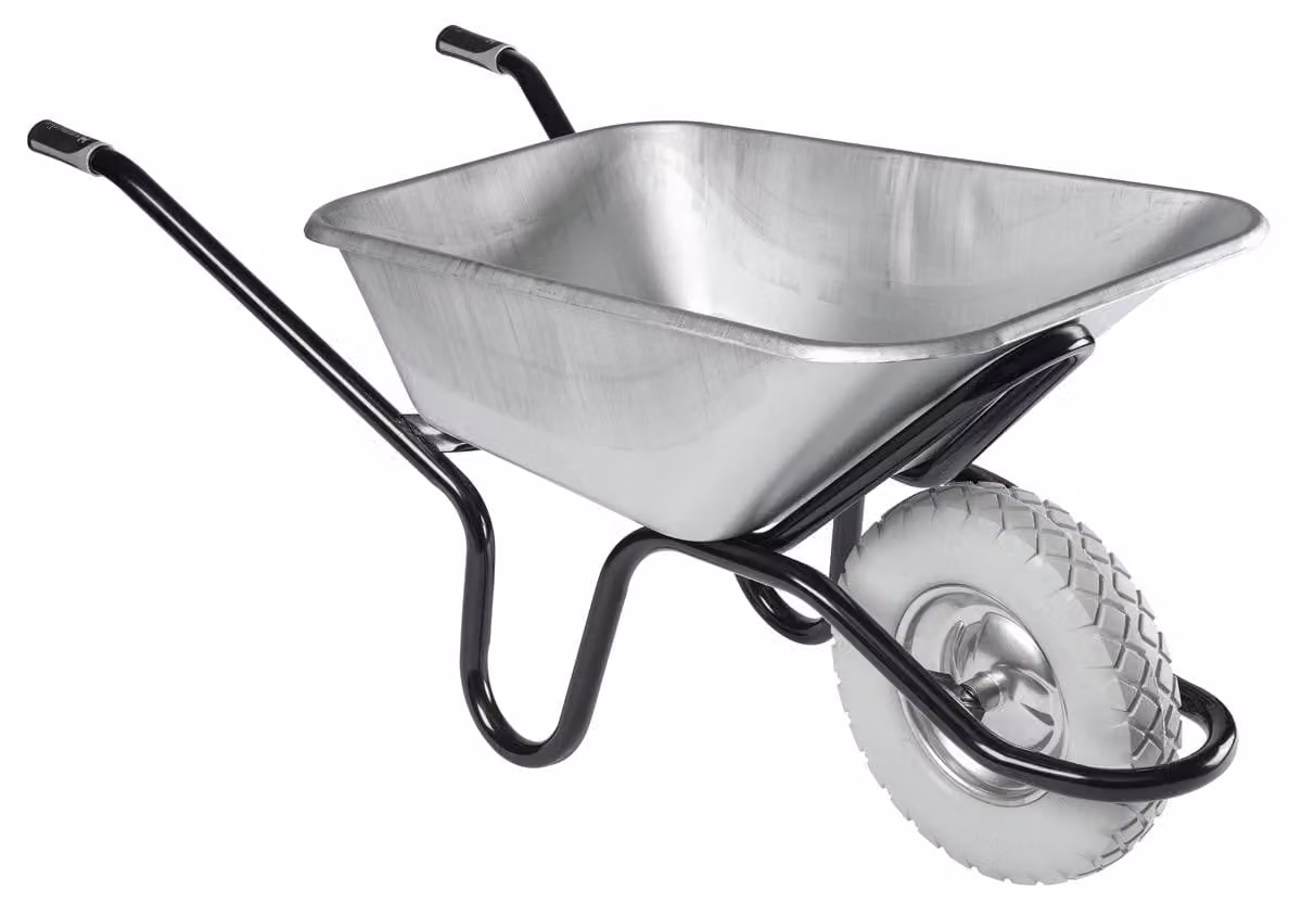 Carriola con vasca zincata - Capacità: 120 litri - Portata: 250 kg - Metallo nero