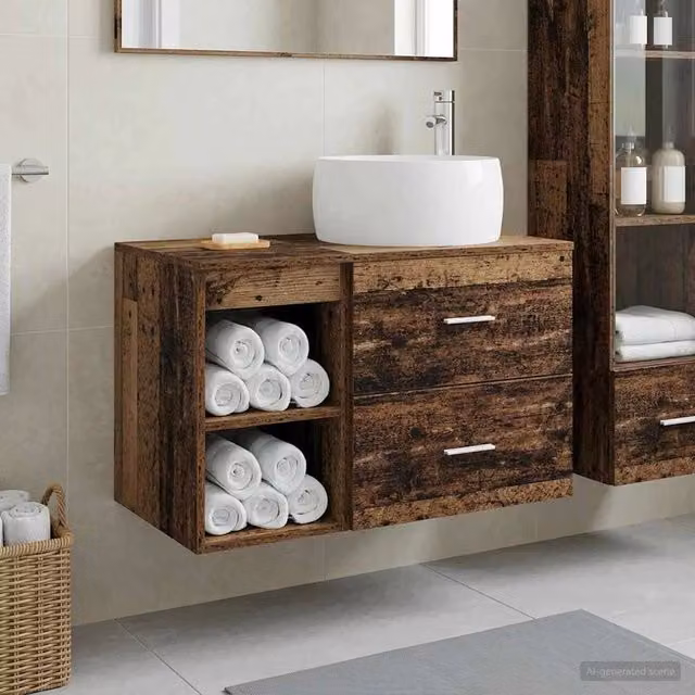 Set di mobili per il bagno 2 pz Legno antico 3403926