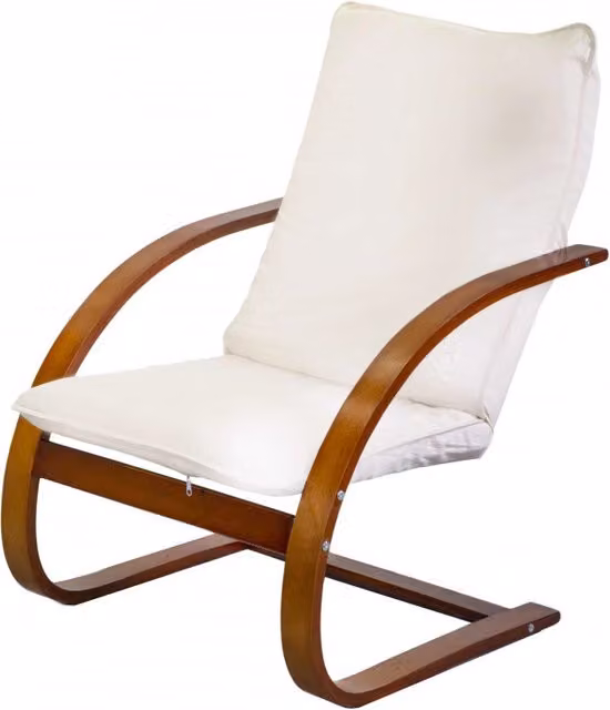 Poltrona moderna Vacchetti in legno e tessuto beige con braccioli, L: 67 cm, P: 78 cm, H: 95 cm