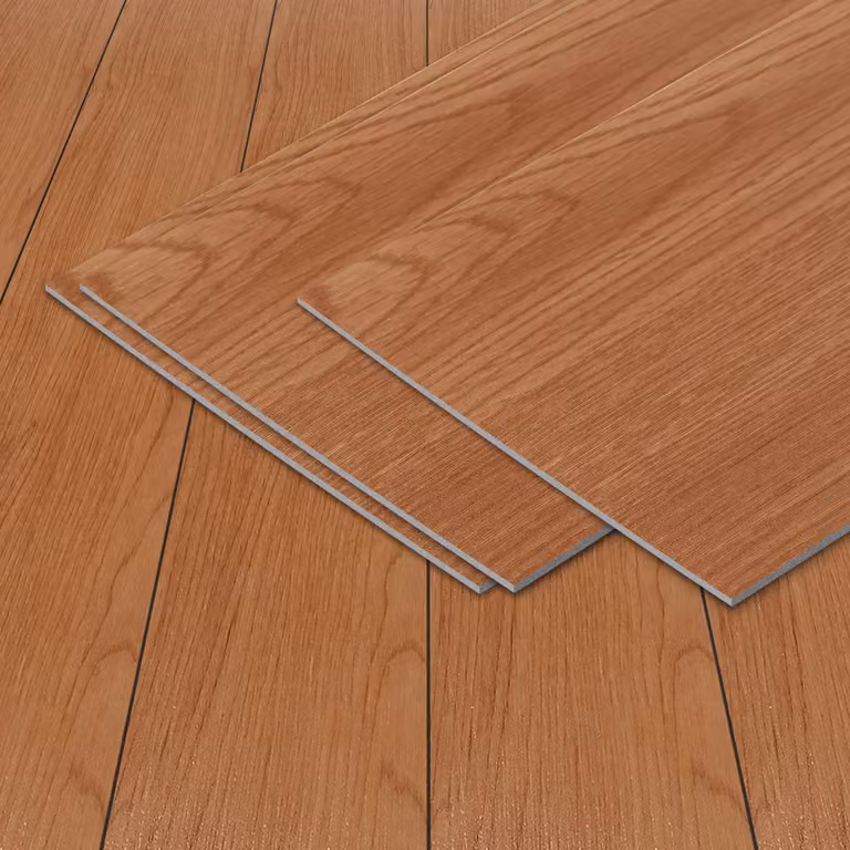 Pavimento in PVC autoadesivo Ikodm, 18 pezzi, 2,5 m², resistente all'acqua e antiscivolo, piastrelle in vinile per cucina e soggiorno (color legno marrone)