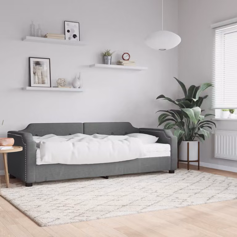 vidaXL Divano Letto con Materasso in Tessuto Grigio L: 200 cm, P: 80 cm, H: 66,5 cm