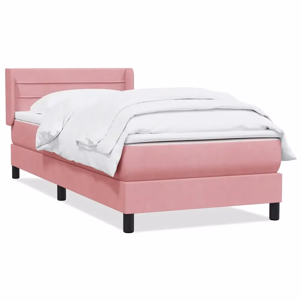 Giroletto con Materasso Ibrido vidaXL in Velluto Rosa e Bianco L: 80 cm, P: 223 cm, H: 83 cm – 2