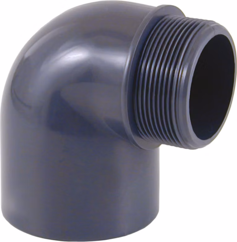 Raccordo angolare in PVC a 90 gradi, da 50 mm a 1 1/2 pollici AG