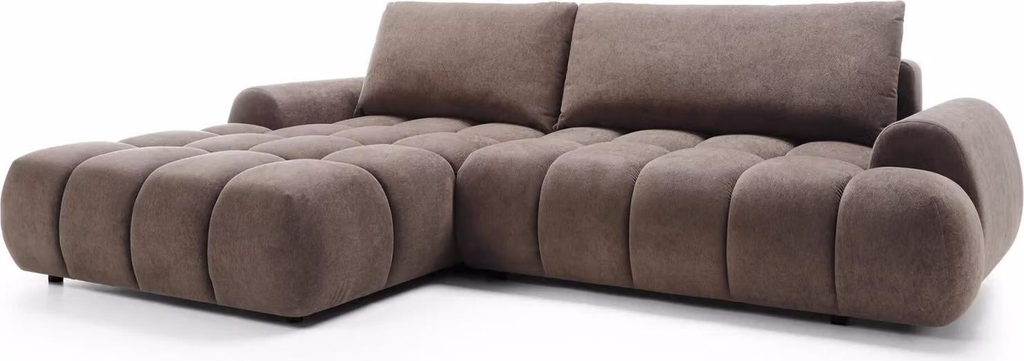 FURNLUX Divano angolare Rimini Marrone e Nero 280cm / Colore principale: Marrone / Dimensioni: 280 x 86 x 177 cm