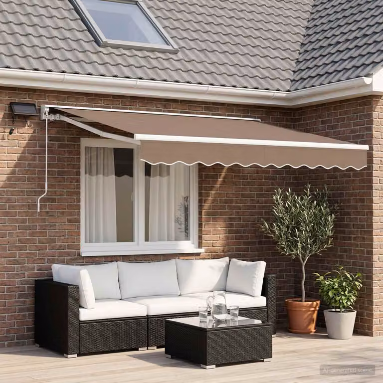 vidaXL Semi-cassette per tende beige con illuminazione LED e telecomando, L: 350 cm, P: 250 cm