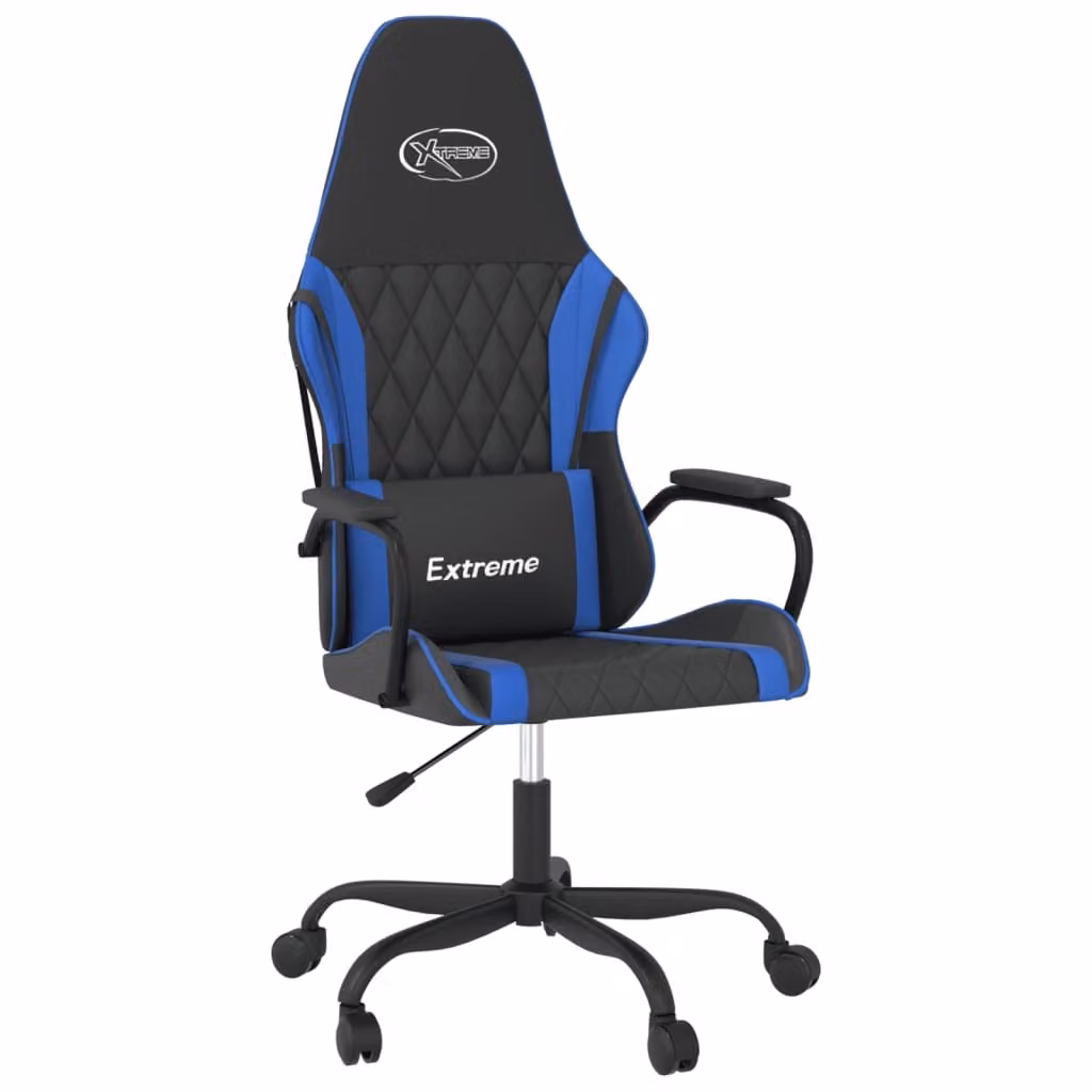 Sedia da Gaming Massaggiante Nero e Blu in Pelle finta