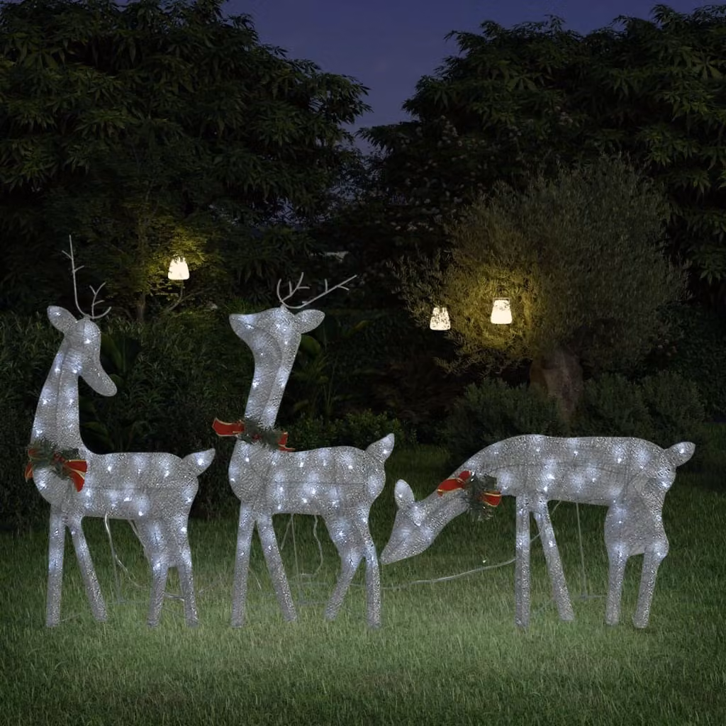 The Living Store LED renna decorazione natalizia 270x7x90 cm argento bianco freddo