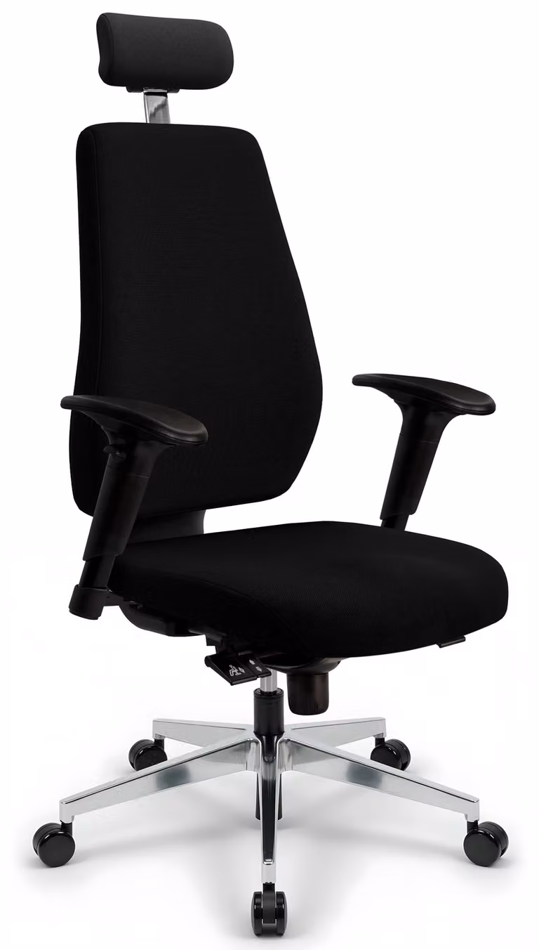 VERSEE V1404 Poltrona direzionale nera in tessuto – sedia da scrivania ergonomica, sedia da ufficio di alta qualità, comoda sedia girevole, portata massima 150 kg
