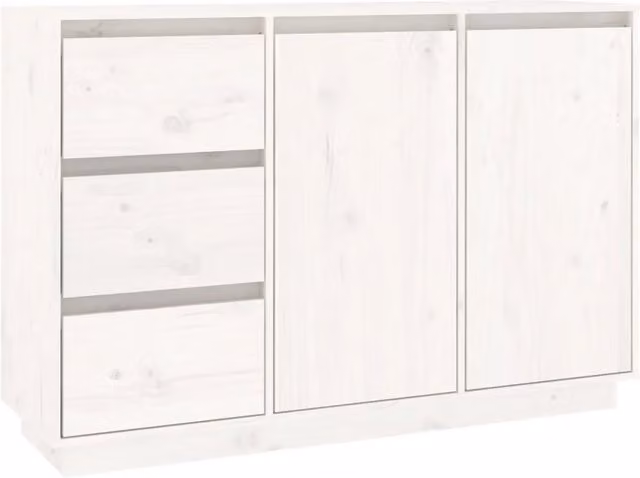 Credenza | Madia | Buffet da pranzo | Armadio da pranzo Bianca 111x34x75 cm in Legno Massello di Pino
