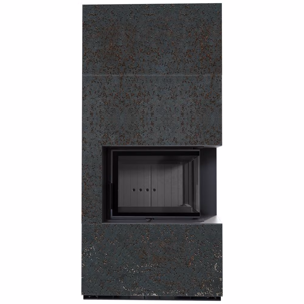 KRATKI FLOKI BOX Kit camino destro 8 kW Ø 160 quarzo sinterizzato OXIDE NERO rivestimento nero