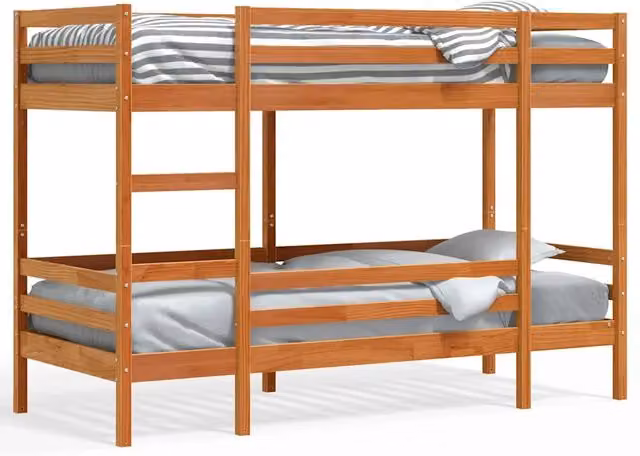 Letto singolo | Letto per adulti | Letto a Castello Marrone Cera 90x190 cm in Legno di Pino