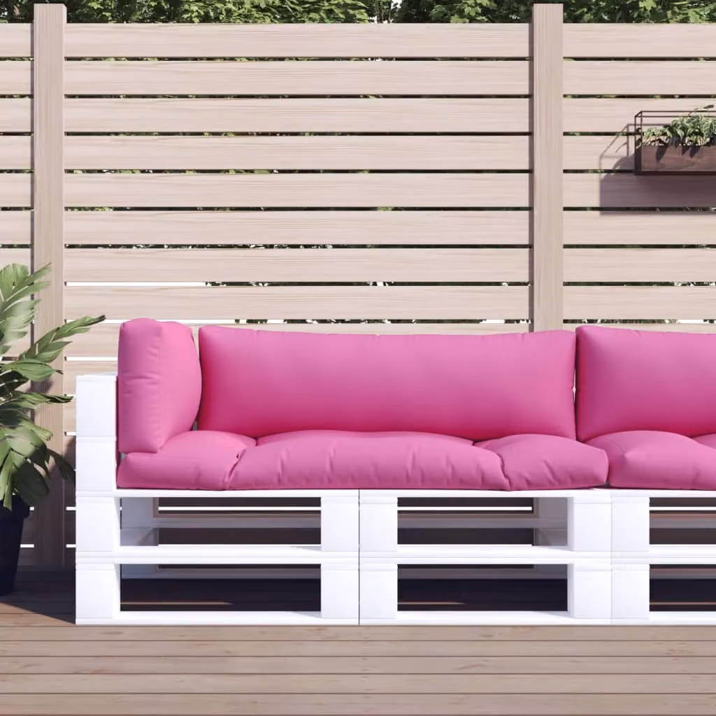 Set di 3 cuscini per pallet vidaXL in poliestere rosa, impermeabili e traspiranti