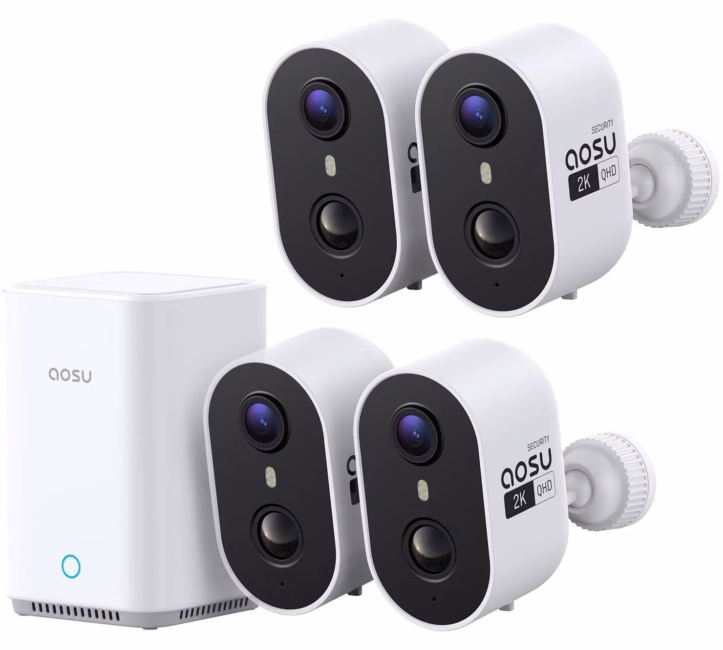Kit di telecamere di sicurezza wireless - 4 pezzi - Risoluzione 2K QHD - 32 GB di memoria - Sistema di sicurezza per esterni