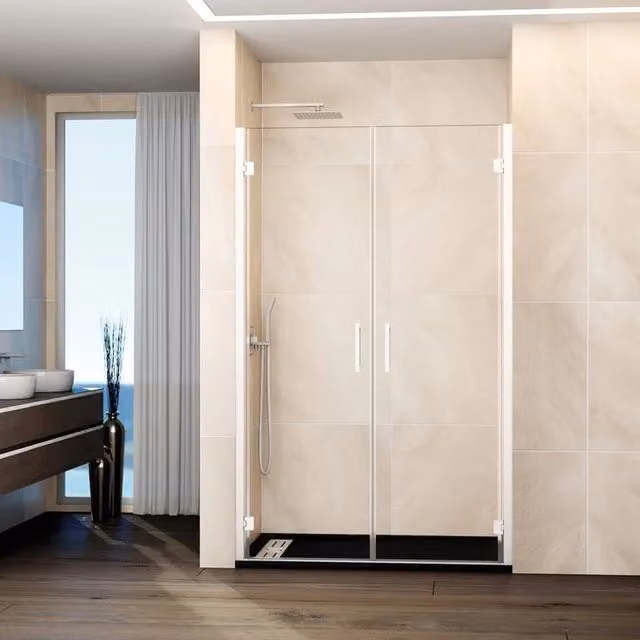 Box doccia rettangolare DUCHA con 2 porte battenti in vetro trasparente e finitura cromo, L: 100 cm